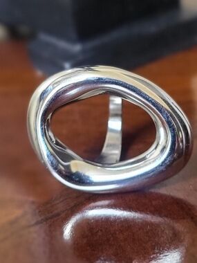 Modern Silver Open Oval Statement Ring